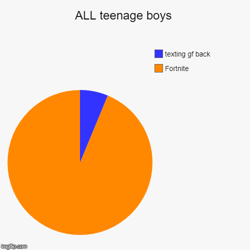 ALL teenage boys | Fortnite, texting gf back | image tagged in funny,pie charts | made w/ Imgflip chart maker