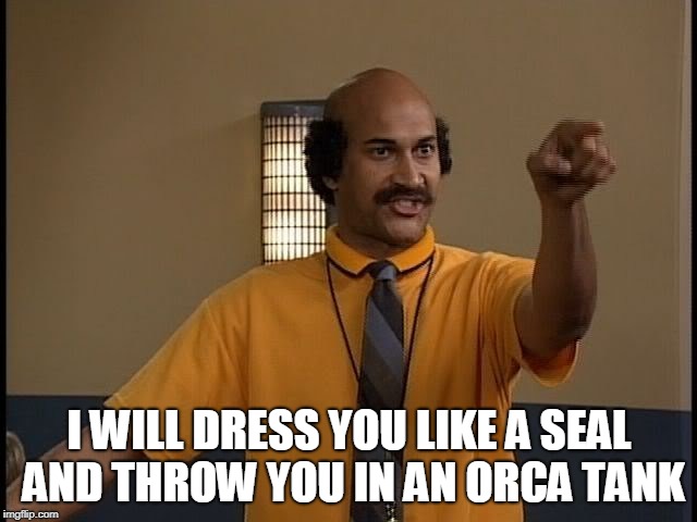 Coach Hines | I WILL DRESS YOU LIKE A SEAL AND THROW YOU IN AN ORCA TANK | image tagged in coach hines,mad tv,comedy | made w/ Imgflip meme maker