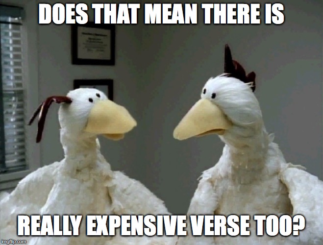 DOES THAT MEAN THERE IS REALLY EXPENSIVE VERSE TOO? | made w/ Imgflip meme maker