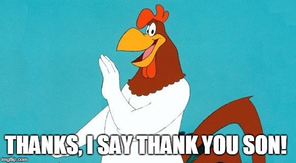 Foghorn Leghorn  | THANKS, I SAY THANK YOU SON! | image tagged in foghorn leghorn | made w/ Imgflip meme maker