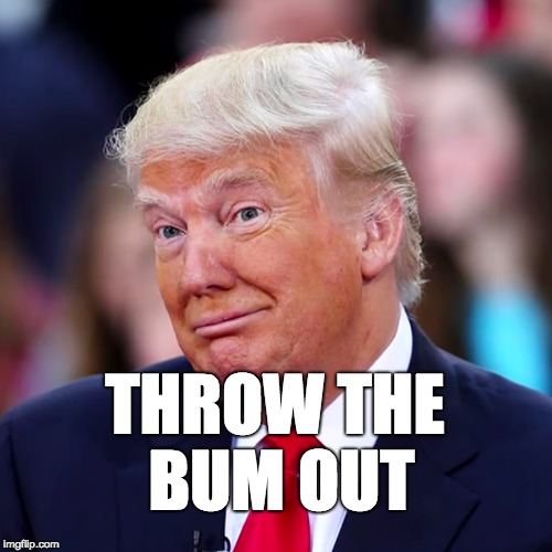 Throw the bum out. | THROW THE BUM OUT | image tagged in trump,donald trump,maga,bum,loser | made w/ Imgflip meme maker