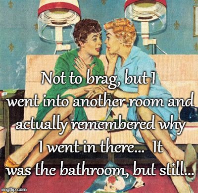 Not bragging... |  Not to brag, but I went into another room and actually remembered why I went in there...  It was the bathroom, but still... | image tagged in went,remembered,another room,brag | made w/ Imgflip meme maker