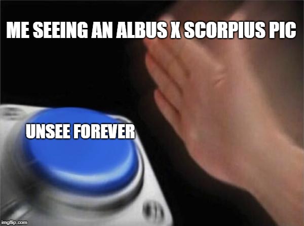 Blank Nut Button Meme | ME SEEING AN ALBUS X SCORPIUS PIC; UNSEE
FOREVER | image tagged in memes,blank nut button | made w/ Imgflip meme maker