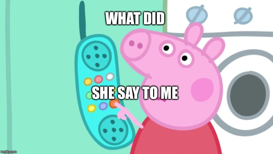 peppa pig phone | WHAT DID; SHE SAY TO ME | image tagged in peppa pig phone | made w/ Imgflip meme maker