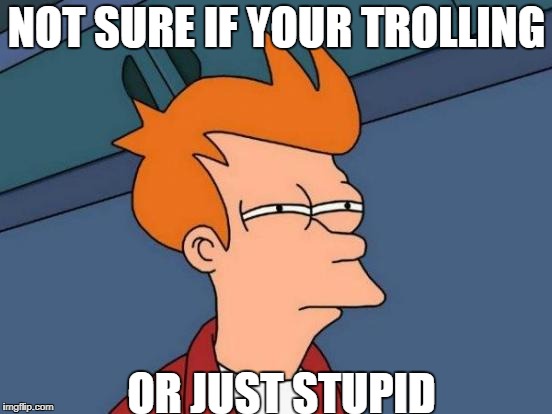 Futurama Fry | NOT SURE IF YOUR TROLLING; OR JUST STUPID | image tagged in memes,futurama fry | made w/ Imgflip meme maker