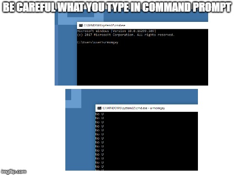 LOL That Batch File Tho | BE CAREFUL WHAT YOU TYPE IN COMMAND PROMPT | image tagged in blank white template | made w/ Imgflip meme maker