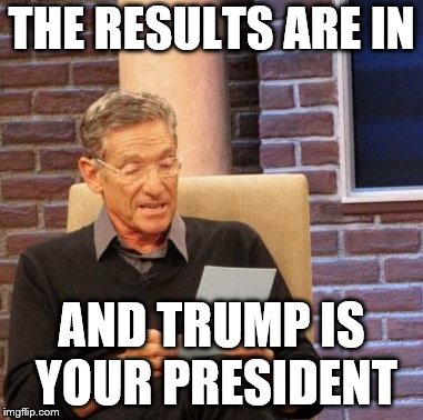 Maury Lie Detector Meme | THE RESULTS ARE IN; AND TRUMP IS YOUR PRESIDENT | image tagged in memes,maury lie detector | made w/ Imgflip meme maker