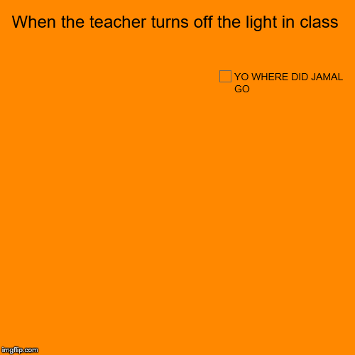 When the teacher turns off the light in class | YO WHERE DID JAMAL GO | image tagged in funny,pie charts | made w/ Imgflip chart maker