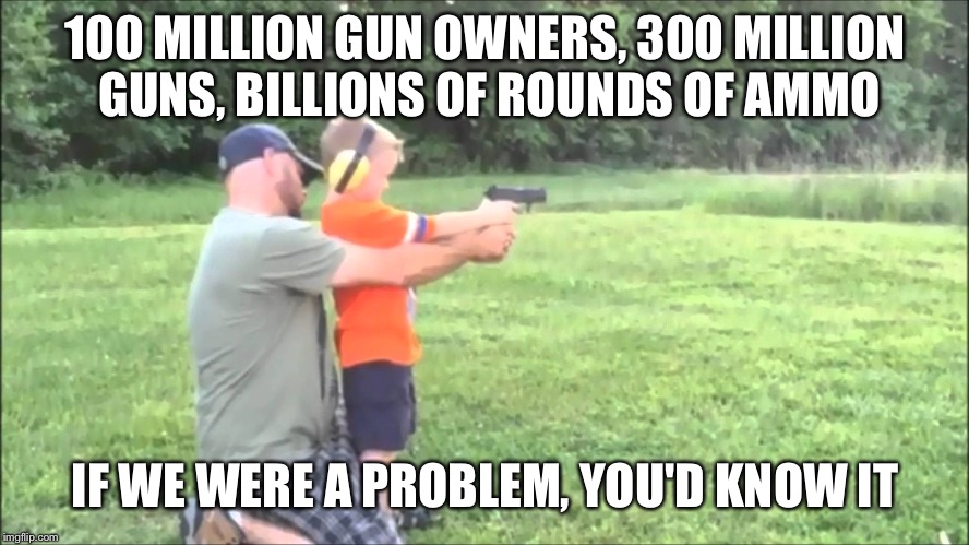 100 MILLION GUN OWNERS, 300 MILLION GUNS, BILLIONS OF ROUNDS OF AMMO IF WE WERE A PROBLEM, YOU'D KNOW IT | made w/ Imgflip meme maker