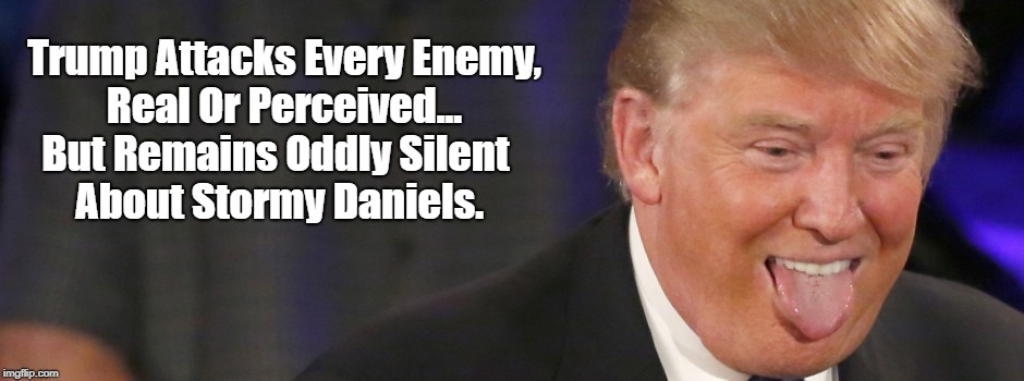 Trump Attacks Every Enemy, Real Or Perceived... But Remains Oddly Silent About Stormy Daniels. | made w/ Imgflip meme maker