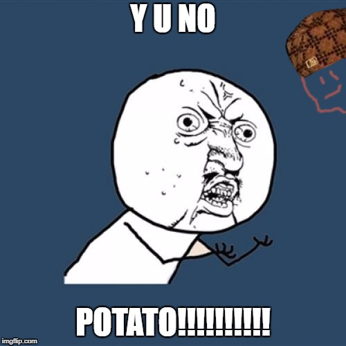 Y U No | Y U NO; POTATO!!!!!!!!!! | image tagged in memes,y u no,scumbag | made w/ Imgflip meme maker