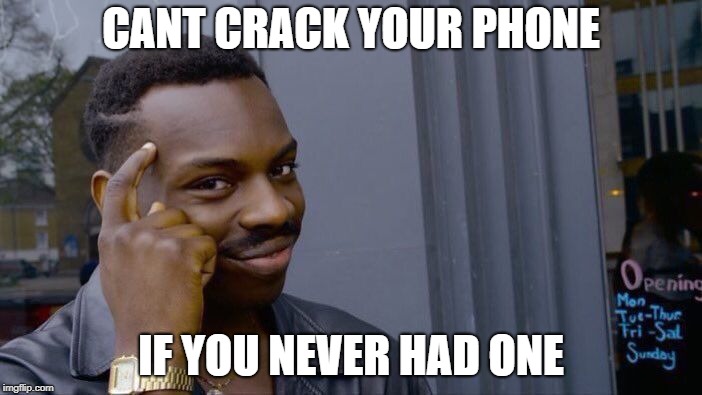 Roll Safe Think About It Meme | CANT CRACK YOUR PHONE; IF YOU NEVER HAD ONE | image tagged in memes,roll safe think about it | made w/ Imgflip meme maker