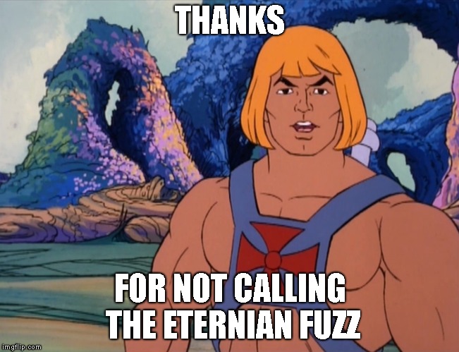 THANKS FOR NOT CALLING THE ETERNIAN FUZZ | made w/ Imgflip meme maker