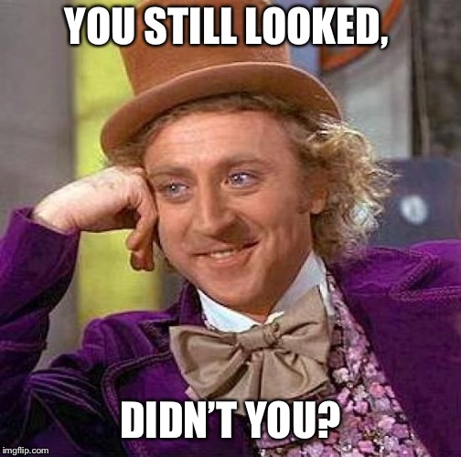 Creepy Condescending Wonka Meme | YOU STILL LOOKED, DIDN’T YOU? | image tagged in memes,creepy condescending wonka | made w/ Imgflip meme maker