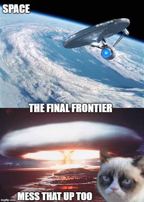 Boldly Go. Just Go. | SPACE; THE FINAL FRONTIER; MESS THAT UP TOO | image tagged in memes | made w/ Imgflip meme maker