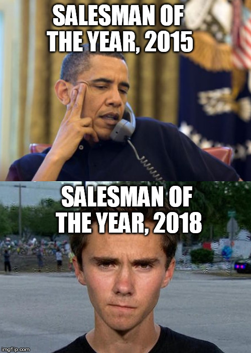 SALESMAN OF THE YEAR, 2015 SALESMAN OF THE YEAR, 2018 | made w/ Imgflip meme maker