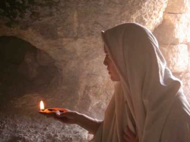 Mary Magdalene at the empty tomb Blank Meme Template
