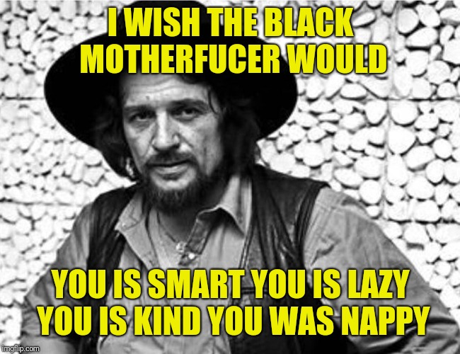 Waylon Jennings | I WISH THE BLACK MOTHERFUCER WOULD; YOU IS SMART YOU IS LAZY YOU IS KIND YOU WAS NAPPY | image tagged in waylon jennings | made w/ Imgflip meme maker