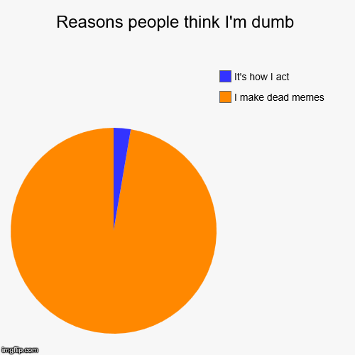 Reasons people think I'm dumb | I make dead memes, It's how I act | image tagged in funny,pie charts | made w/ Imgflip chart maker