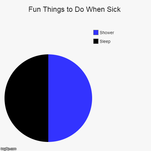 Fun Things to Do When Sick | Sleep, Shower | image tagged in funny,pie charts,shower,sleep,sick,water | made w/ Imgflip chart maker