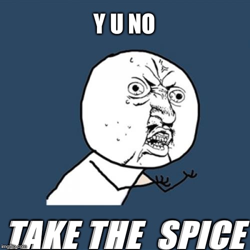 Y U No Meme | Y U NO; TAKE THE  SPICE | image tagged in memes,y u no | made w/ Imgflip meme maker