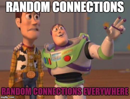 X, X Everywhere Meme | RANDOM CONNECTIONS RANDOM CONNECTIONS EVERYWHERE | image tagged in memes,x x everywhere | made w/ Imgflip meme maker