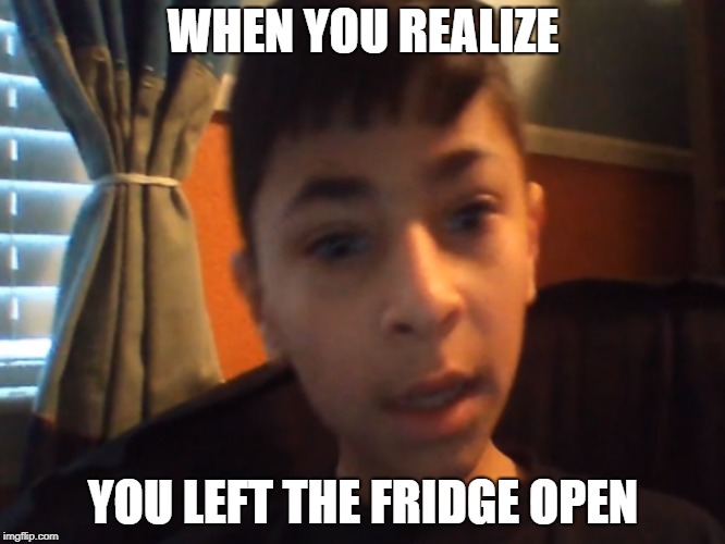 When you realize | WHEN YOU REALIZE; YOU LEFT THE FRIDGE OPEN | image tagged in funny | made w/ Imgflip meme maker