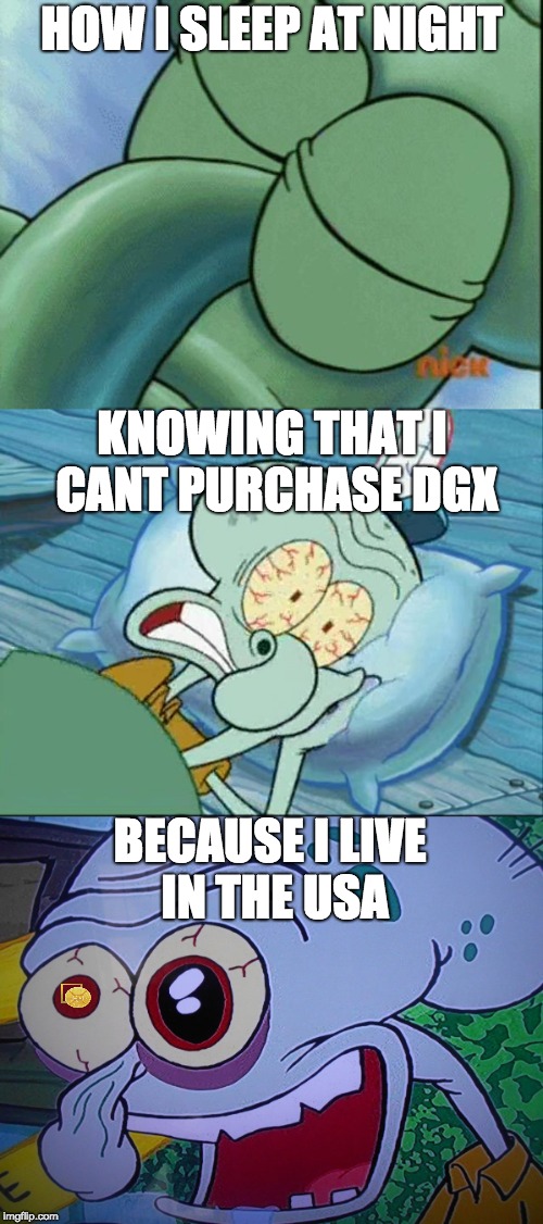 DGX | HOW I SLEEP AT NIGHT; KNOWING THAT I CANT PURCHASE DGX; BECAUSE I LIVE IN THE USA | image tagged in cryptocurrency | made w/ Imgflip meme maker