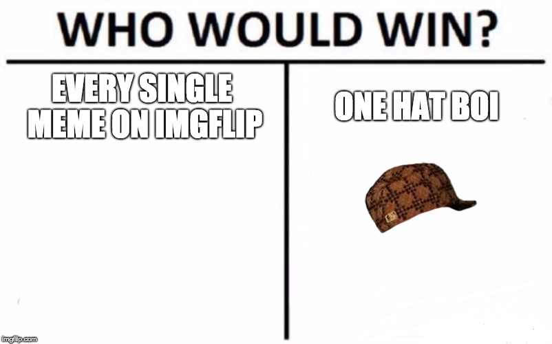 Who Would Win? Meme | EVERY SINGLE MEME ON IMGFLIP; ONE HAT BOI | image tagged in memes,who would win,scumbag | made w/ Imgflip meme maker