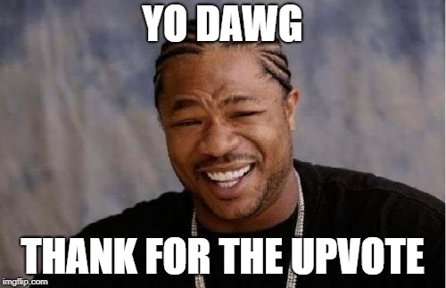 Yo Dawg Heard You Meme | YO DAWG THANK FOR THE UPVOTE | image tagged in memes,yo dawg heard you | made w/ Imgflip meme maker