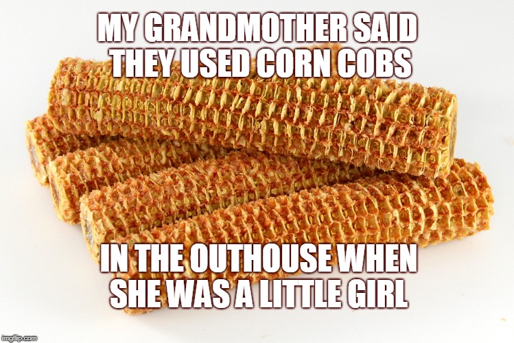 MY GRANDMOTHER SAID THEY USED CORN COBS IN THE OUTHOUSE WHEN SHE WAS A LITTLE GIRL | made w/ Imgflip meme maker