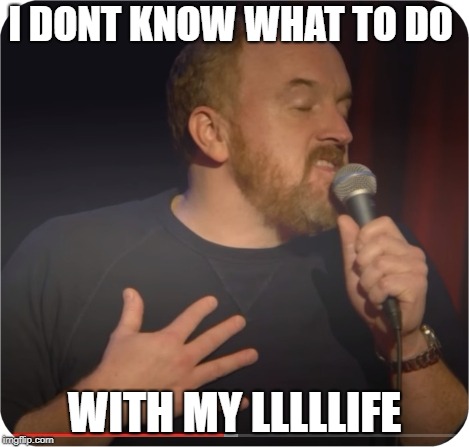 I DONT KNOW WHAT TO DO WITH MY LLLLLIFE | image tagged in louie ck my life | made w/ Imgflip meme maker