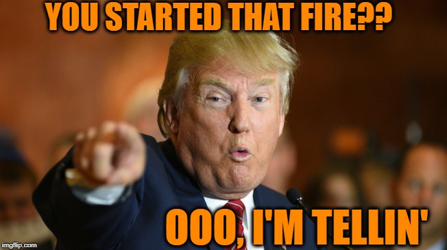 YOU STARTED THAT FIRE?? OOO, I'M TELLIN' | image tagged in gotcha | made w/ Imgflip meme maker