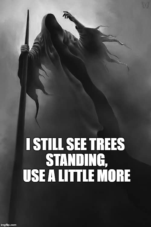 I STILL SEE TREES STANDING, USE A LITTLE MORE | made w/ Imgflip meme maker