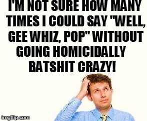 I'M NOT SURE HOW MANY TIMES I COULD SAY "WELL, GEE WHIZ, POP" WITHOUT GOING HOMICIDALLY BATSHIT CRAZY! | made w/ Imgflip meme maker