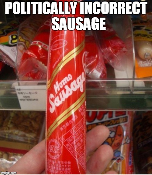 POLITICALLY INCORRECT  SAUSAGE | image tagged in politically incorrect,sausage | made w/ Imgflip meme maker