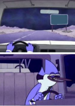 Mordecai driving Blank Meme Template