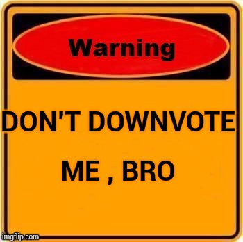 DON'T DOWNVOTE ME , BRO | image tagged in troll warning | made w/ Imgflip meme maker