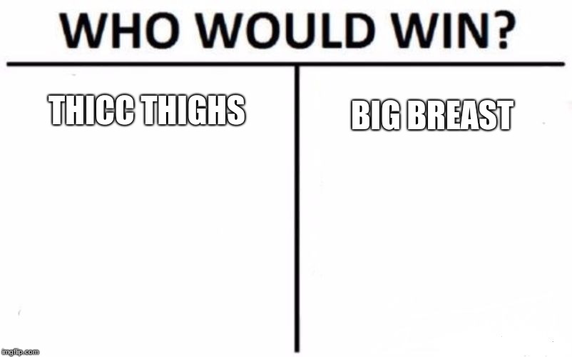 wich one will you choose | THICC THIGHS; BIG BREAST | image tagged in memes,who would win | made w/ Imgflip meme maker