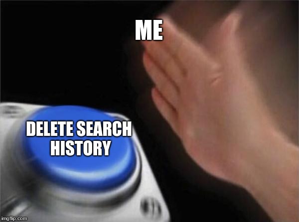 Blank Nut Button Meme | ME; DELETE SEARCH HISTORY | image tagged in memes,blank nut button | made w/ Imgflip meme maker