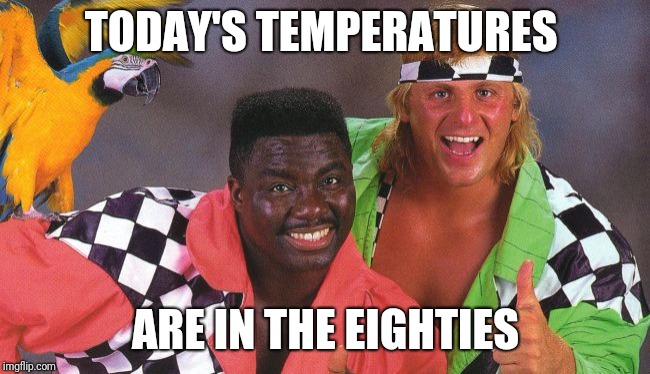eighties | TODAY'S TEMPERATURES; ARE IN THE EIGHTIES | image tagged in eighties | made w/ Imgflip meme maker