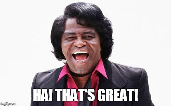 James Brown | HA! THAT'S GREAT! | image tagged in james brown | made w/ Imgflip meme maker