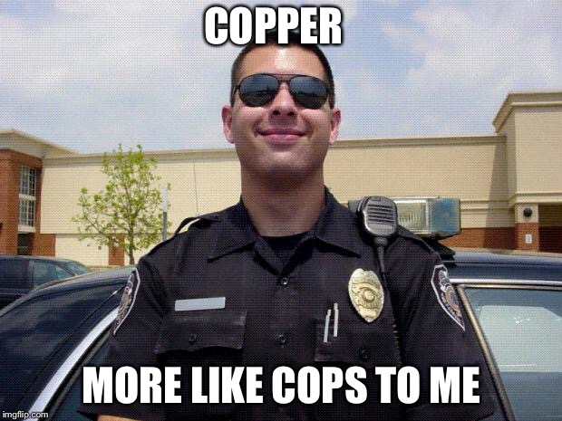 copper | COPPER; MORE LIKE COPS TO ME | image tagged in copper | made w/ Imgflip meme maker