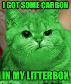 RayCat Annoyed | I GOT SOME CARBON IN MY LITTERBOX | image tagged in raycat annoyed | made w/ Imgflip meme maker