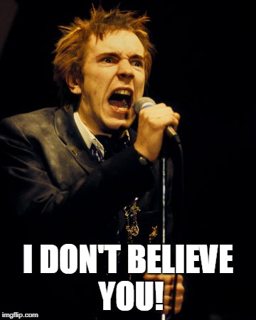 I DON'T BELIEVE YOU! | image tagged in johnny rotten | made w/ Imgflip meme maker