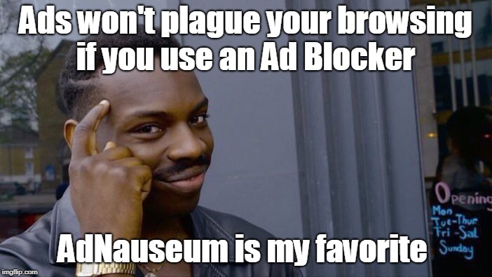 Roll Safe Think About It Meme | Ads won't plague your browsing if you use an Ad Blocker AdNauseum is my favorite | image tagged in memes,roll safe think about it | made w/ Imgflip meme maker