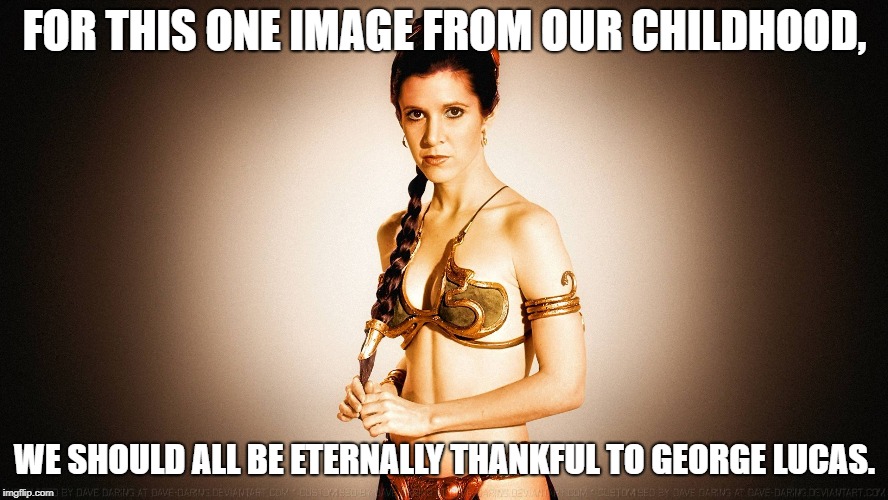 FOR THIS ONE IMAGE FROM OUR CHILDHOOD, WE SHOULD ALL BE ETERNALLY THANKFUL TO GEORGE LUCAS. | image tagged in pincess leia | made w/ Imgflip meme maker