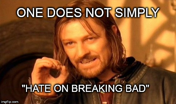Some people do | ONE DOES NOT SIMPLY; "HATE ON BREAKING BAD" | image tagged in memes,one does not simply,breaking bad,br ba | made w/ Imgflip meme maker
