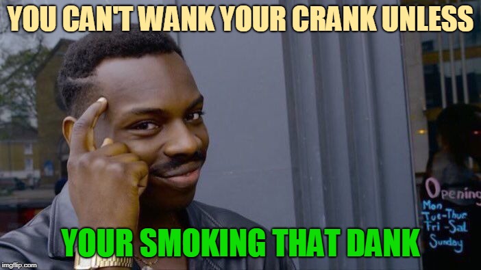Roll Safe Think About It | YOU CAN'T WANK YOUR CRANK UNLESS; YOUR SMOKING THAT DANK | image tagged in memes,roll safe think about it | made w/ Imgflip meme maker