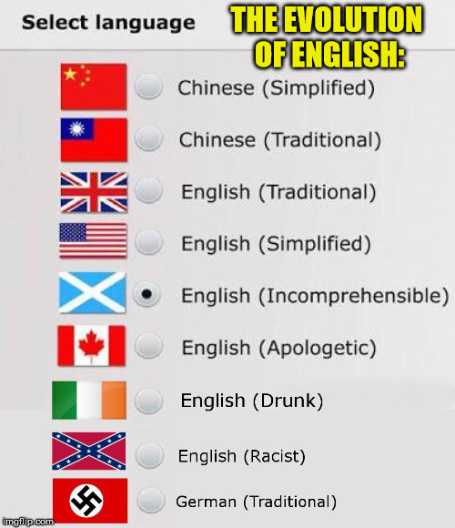 THE EVOLUTION OF ENGLISH: | made w/ Imgflip meme maker